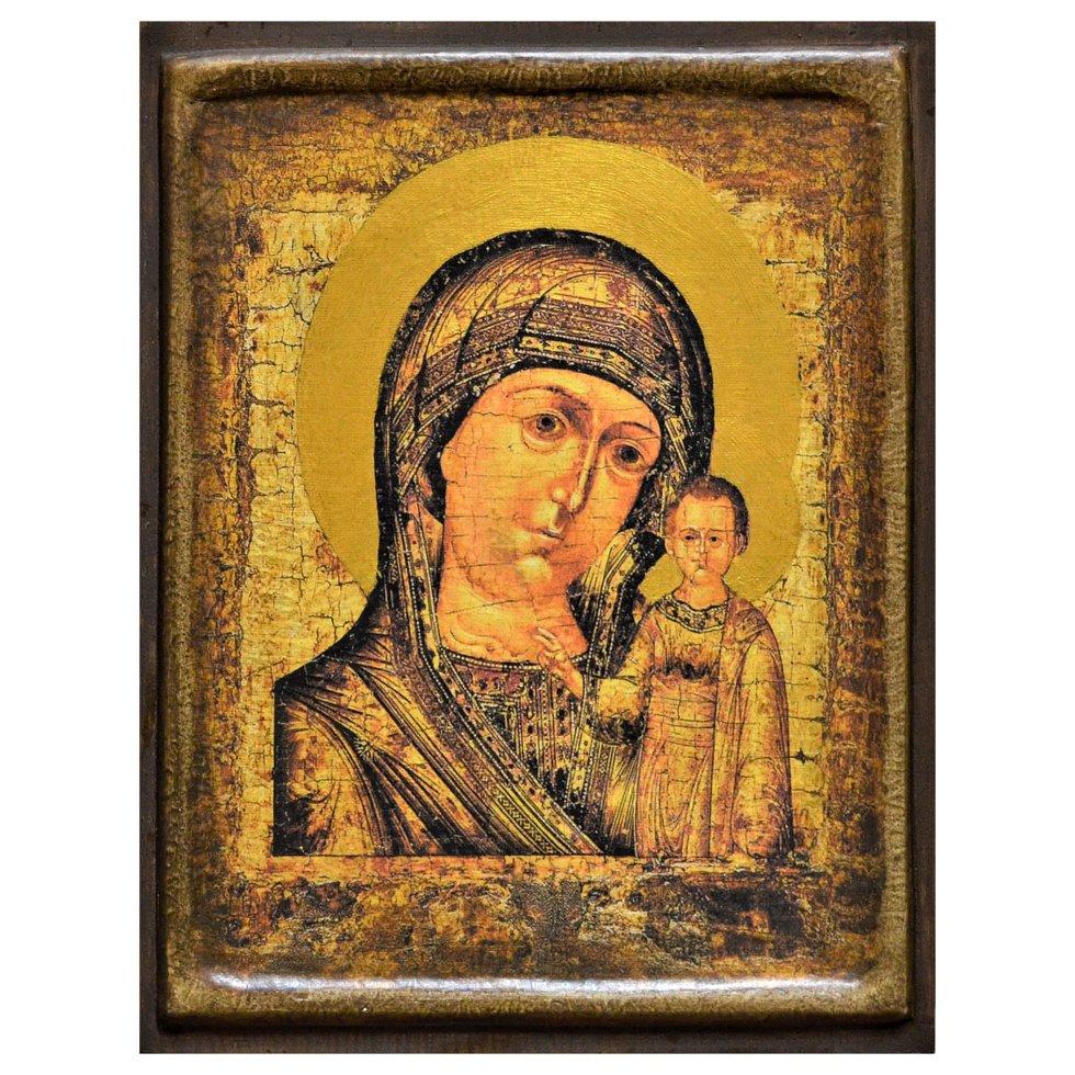 Икона Пресвятая Богородица Одигитрия Казанская деревянная 20х15 см (102-0021м)