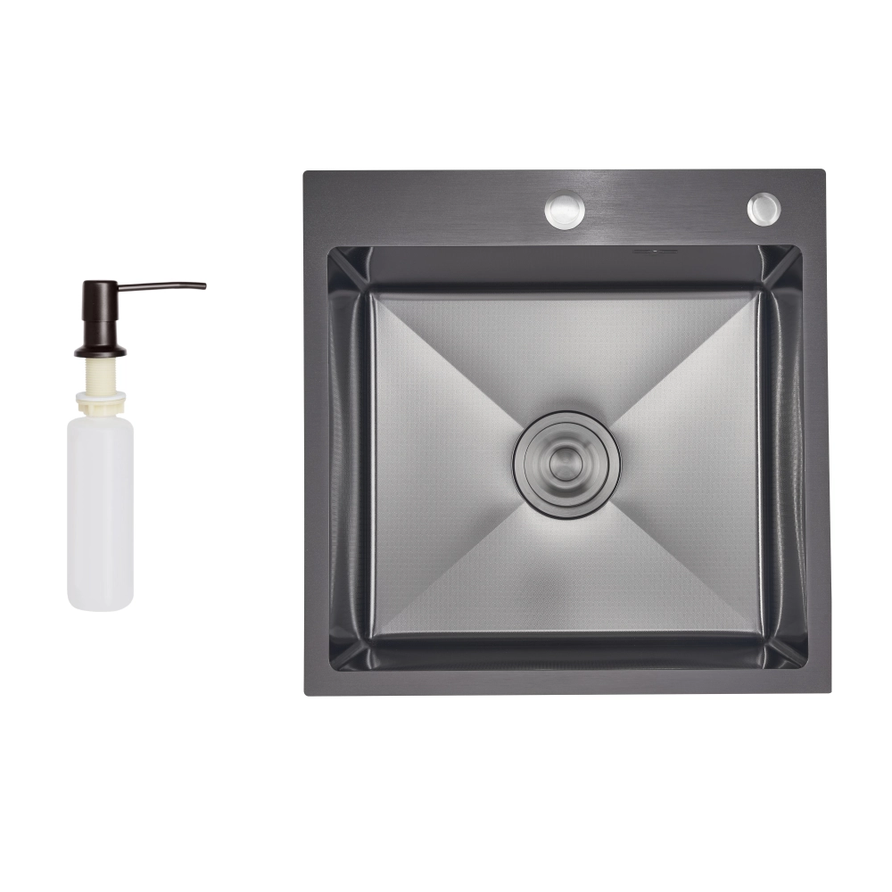 Мойка для кухни Lidz MP5050HB PVD Black Decor PVD Honeycomb 2,5/0,5мм с дозатором для мыла Черный (29636966)