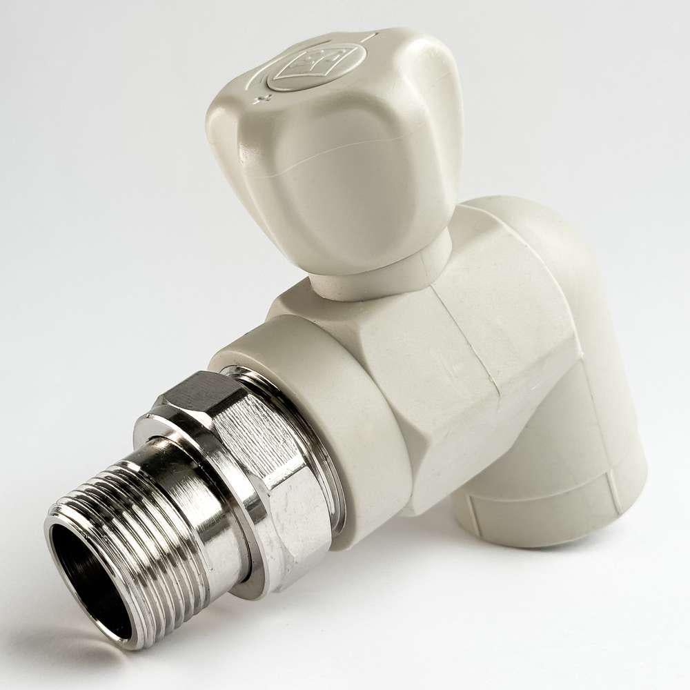 Кран радиаторный SANTAN угловой шаровой с накидной гайкой 25х3/4" PP-R (53944)