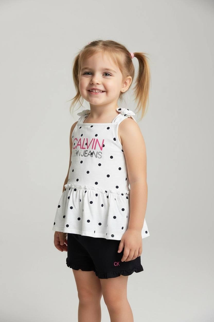 Комплект Calvin Klein шорты и туника 6 лет 116 см Черно-белый