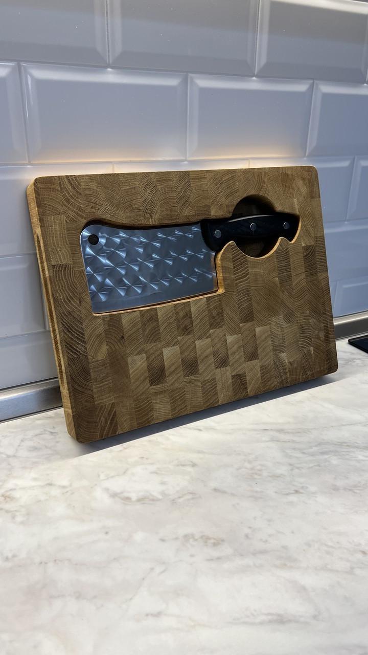 Набір кухонний DS29 дошка обробна торцева дубова з тяпкою Луска 2 пр. (27722351) - фото 3 Набір кухонний DS29 дошка обробна торцева дубова з тяпкою Луска 2 пр. (27722351) - фото 3