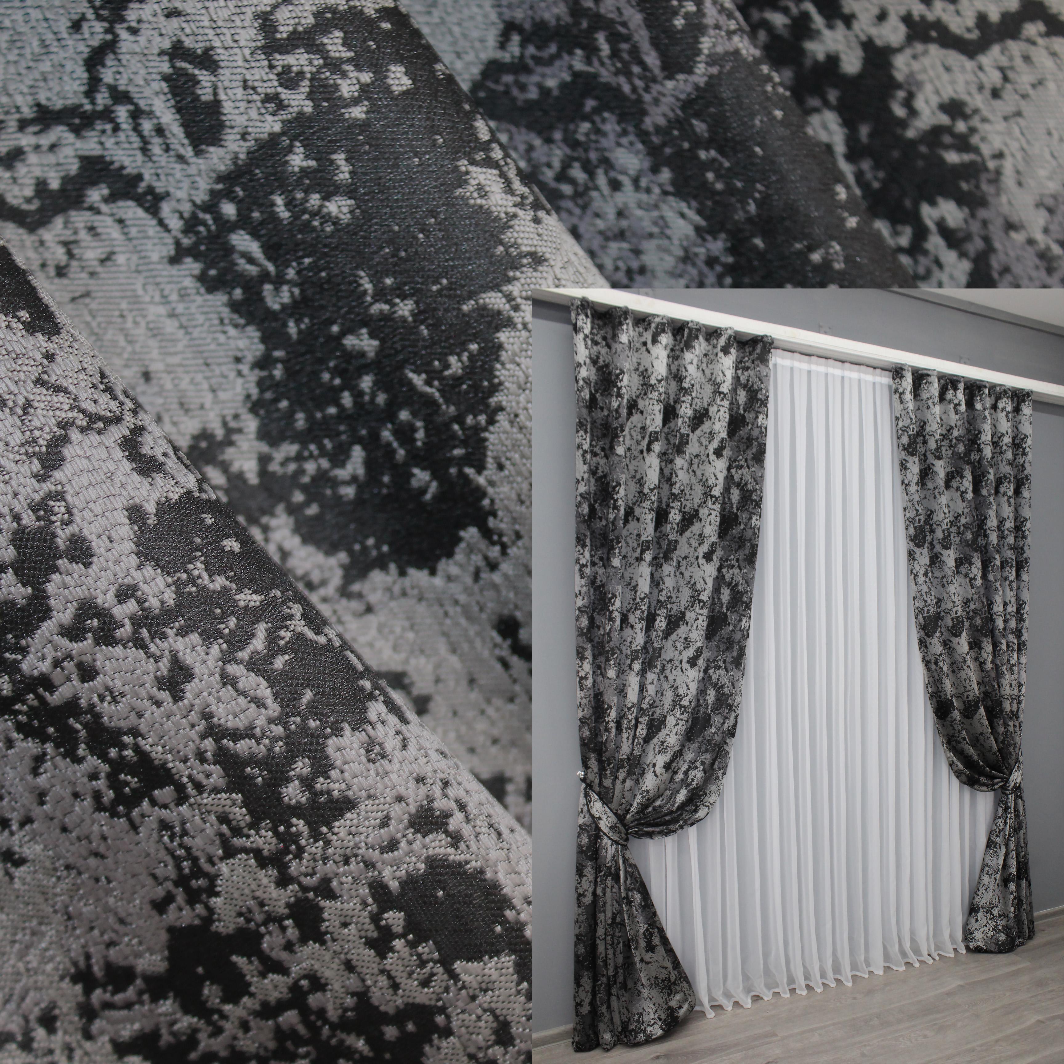 Комплект готовых штор VR-Textil Мрамор Al-7 № 1464ш 150х290 см 2 шт. Серый/Черный (33-0327) - фото 2 Комплект готовых штор VR-Textil Мрамор Al-7 № 1464ш 150х290 см 2 шт. Серый/Черный (33-0327) - фото 2