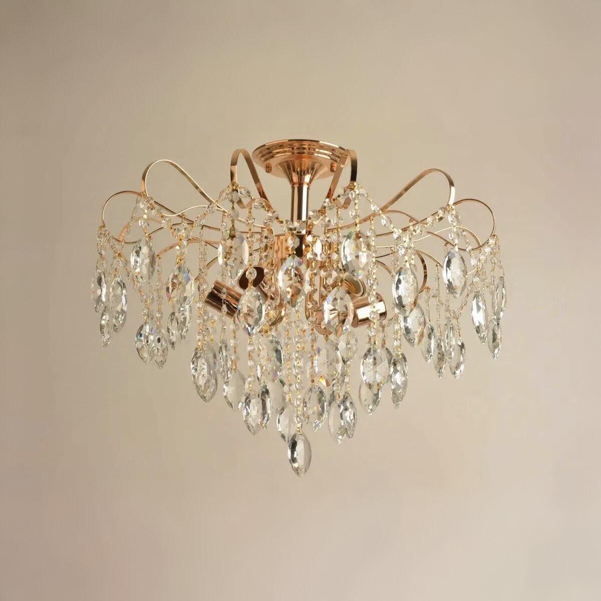 Люстра Sirius с хрустальным декором под шесть ламп Е27 Золотой (Л 8115/6 FG)