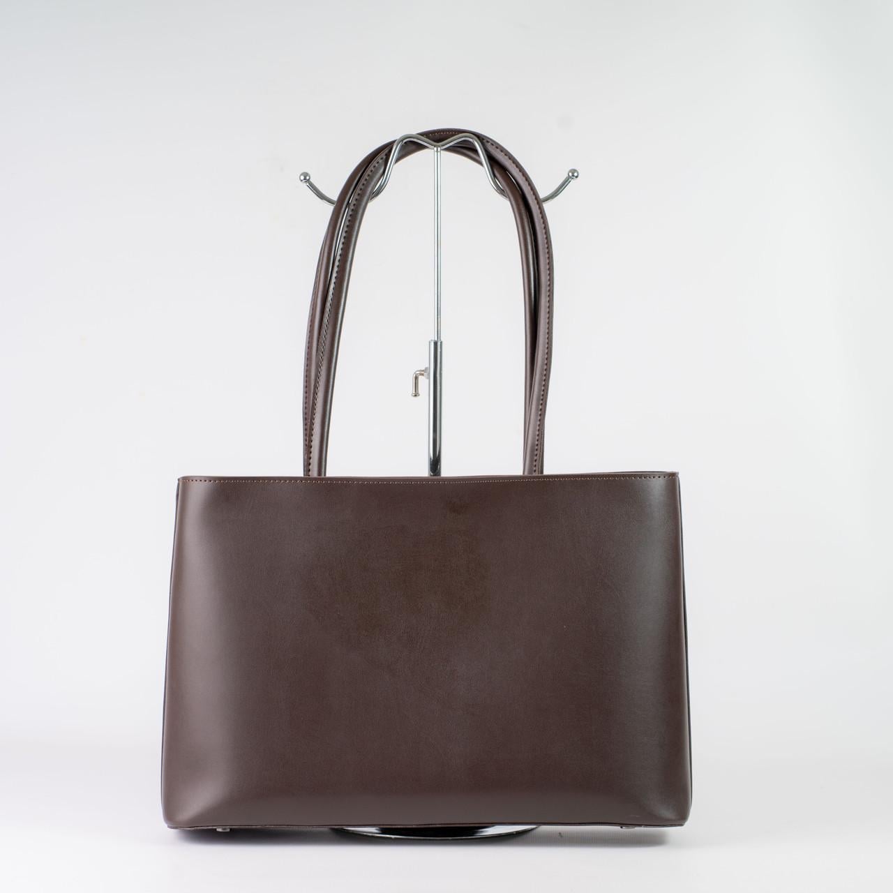 Сумка-шопер жіноча Next Level Bags з екошкіри 40х10х27 см Коричневий (01-3325)