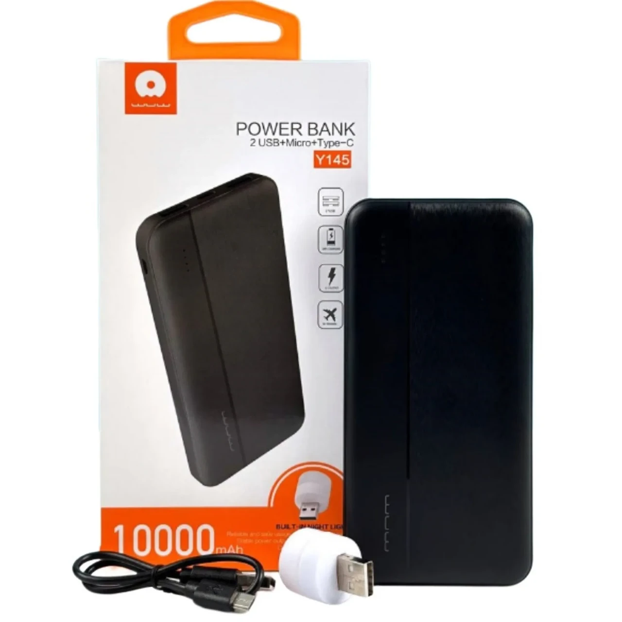 Повербанк Wuw Y145 10000 мАч 2 USB Micro USB/Type-C LED-индикатор заряда (Y145)