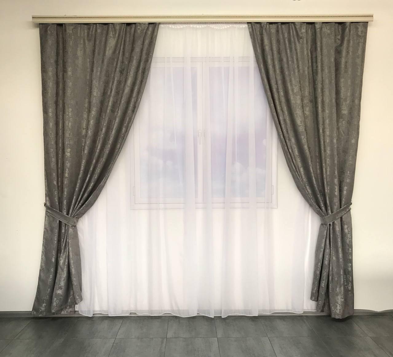 Комплект готовых штор на тесьме ALBO 150x270 см 2 шт. Темно-серый (SH-M23-21)