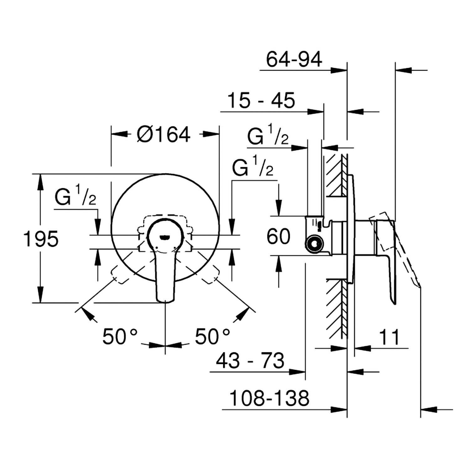 Смеситель для душа скрытого монтажа Grohe Start 32590002 Хром (149547) - фото 2