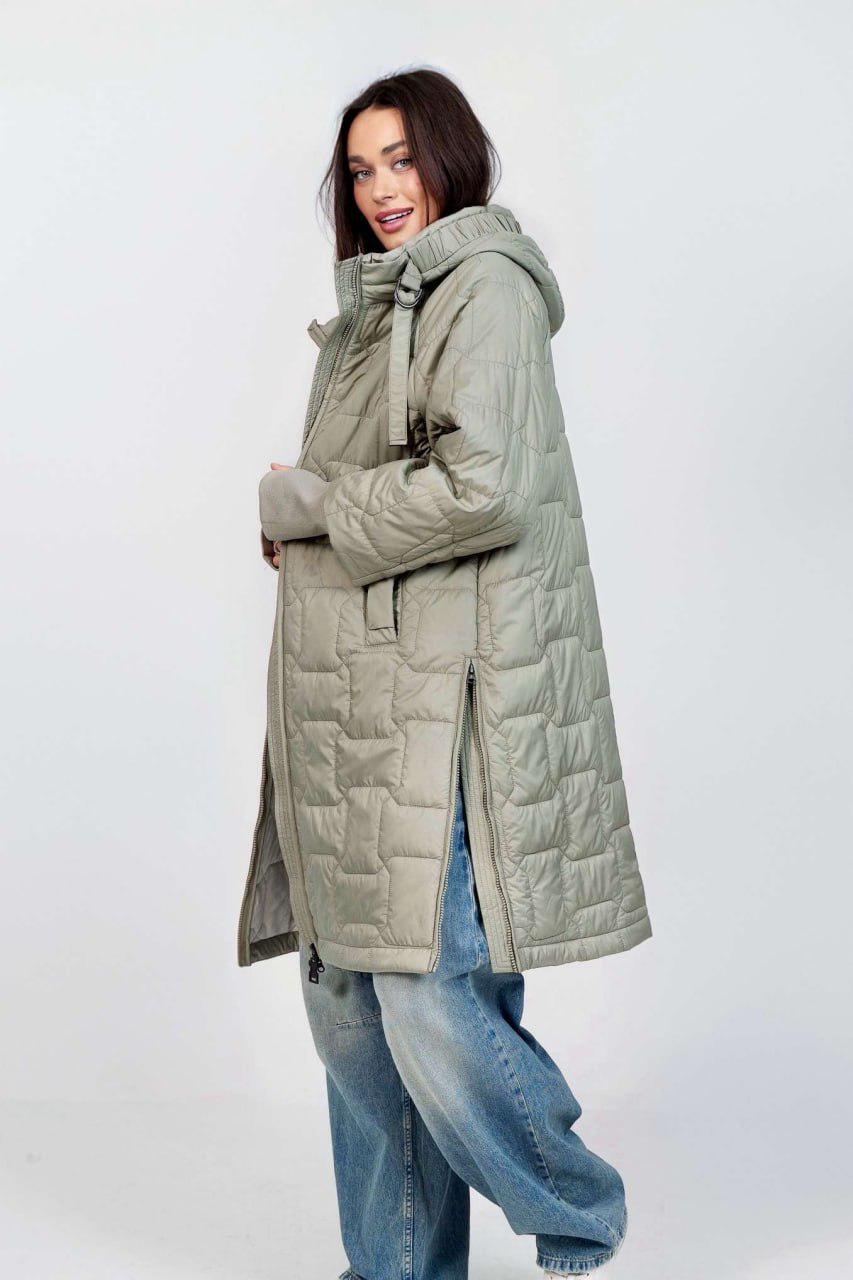 Пальто-реглан женское на флисе больших размеров р. 56 Оливковый (33304735)