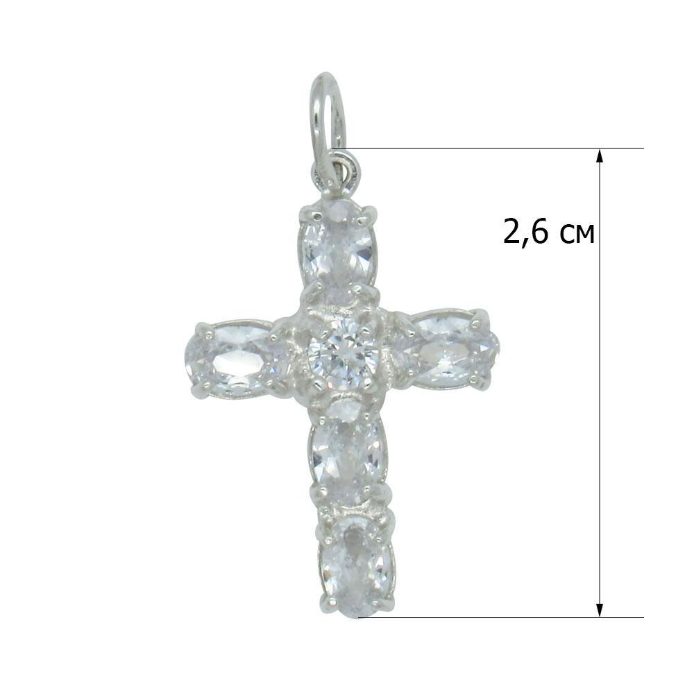 Срібний кулон з фіанітами Хрестик з овальними камінчиками (1129809621) - фото 2