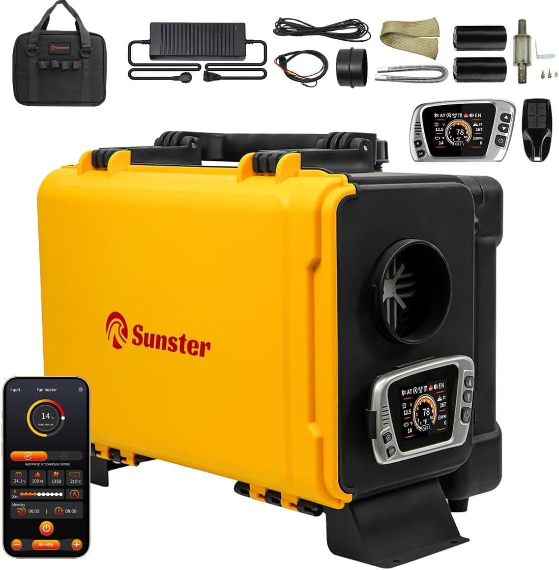 Обогреватель дизельный воздушный Sunster 8 кВт 12V/24V 110-240V Bluetooth LCD внутренняя парковочная циркуляция (SKUH102507)