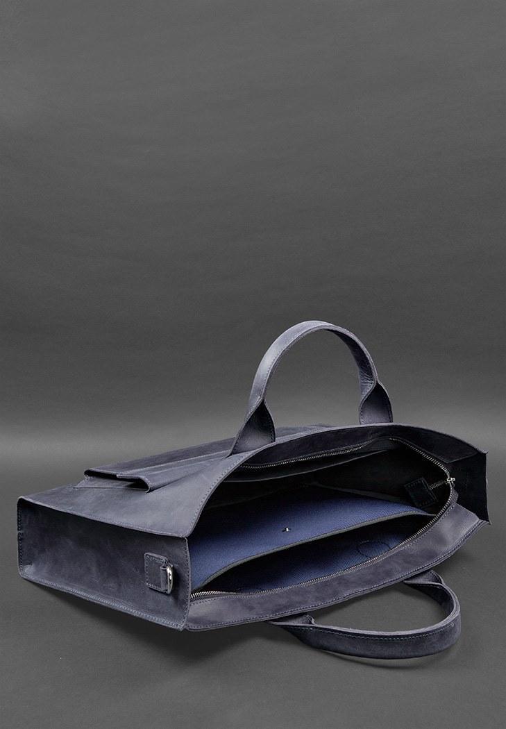 Сумка для ноутбука и документов кожаная универсальная Crazy Horse Синий (A-028134) - фото 5