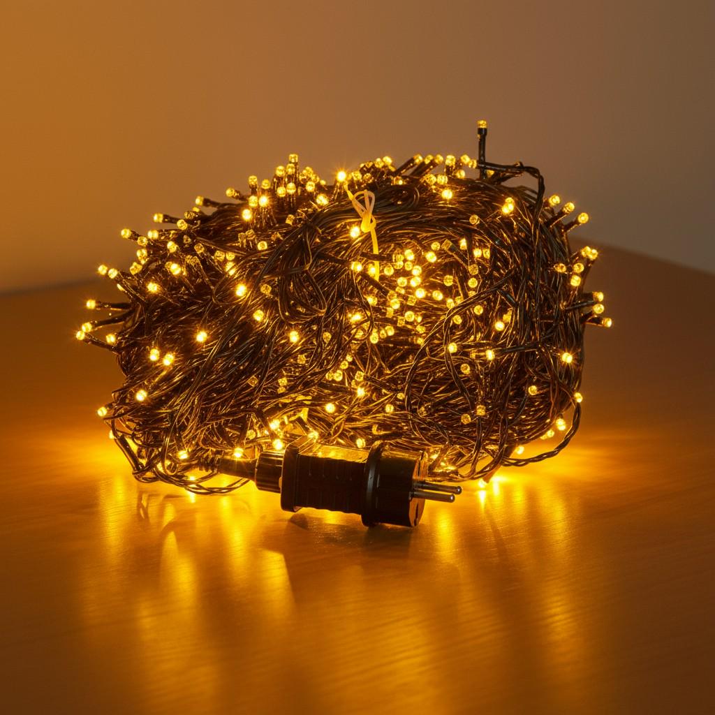 Гирлянда-нить уличная сетевая Рождественская фея 8 режимов 100 м 1000LED IP65 Черный/Желтый (CF1000L100MBY) Гирлянда-нить уличная сетевая Рождественская фея 8 режимов 100 м 1000LED IP65 Черный/Желтый (CF1000L100MBY)