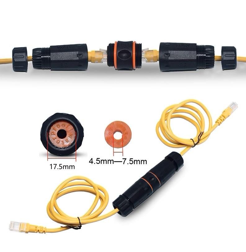 Разъем сетевой водо-пыленепроницаемый RJ45 экранированный CAT.6А 10Gbps IP68 (LW-WP6A) - фото 2 Разъем сетевой водо-пыленепроницаемый RJ45 экранированный CAT.6А 10Gbps IP68 (LW-WP6A) - фото 2