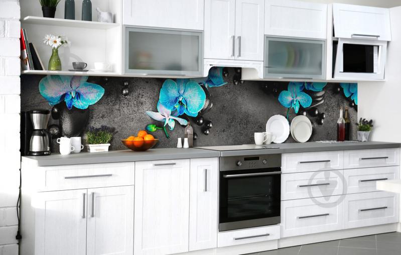 Скинали на кухню Zatarga «Бирюза и камни» 600х2500 мм виниловая 3Д наклейка кухонный фартук самоклеящаяся