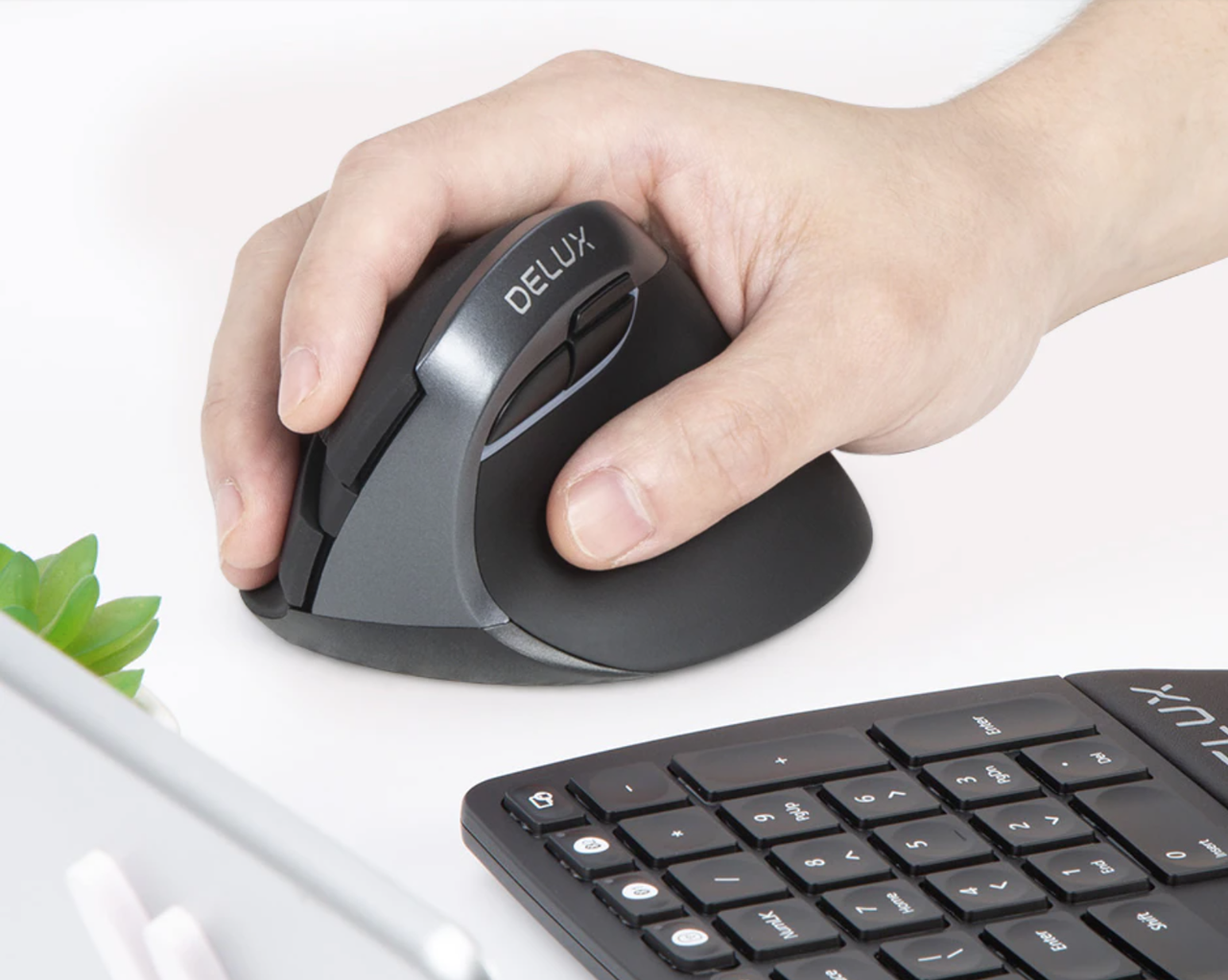 Мышь вертикальная бесшумная Delux M618 Mini DB Wireless - фото 8