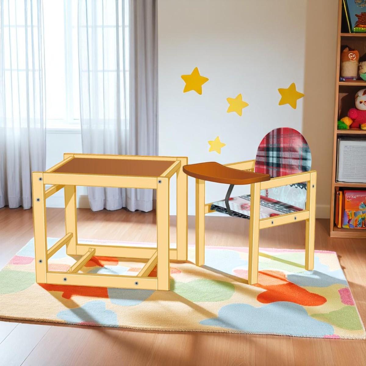 Стульчик для кормления Мася Сердечка на красном фоне (№1125) - фото 3 Стульчик для кормления Мася Сердечка на красном фоне (№1125) - фото 3