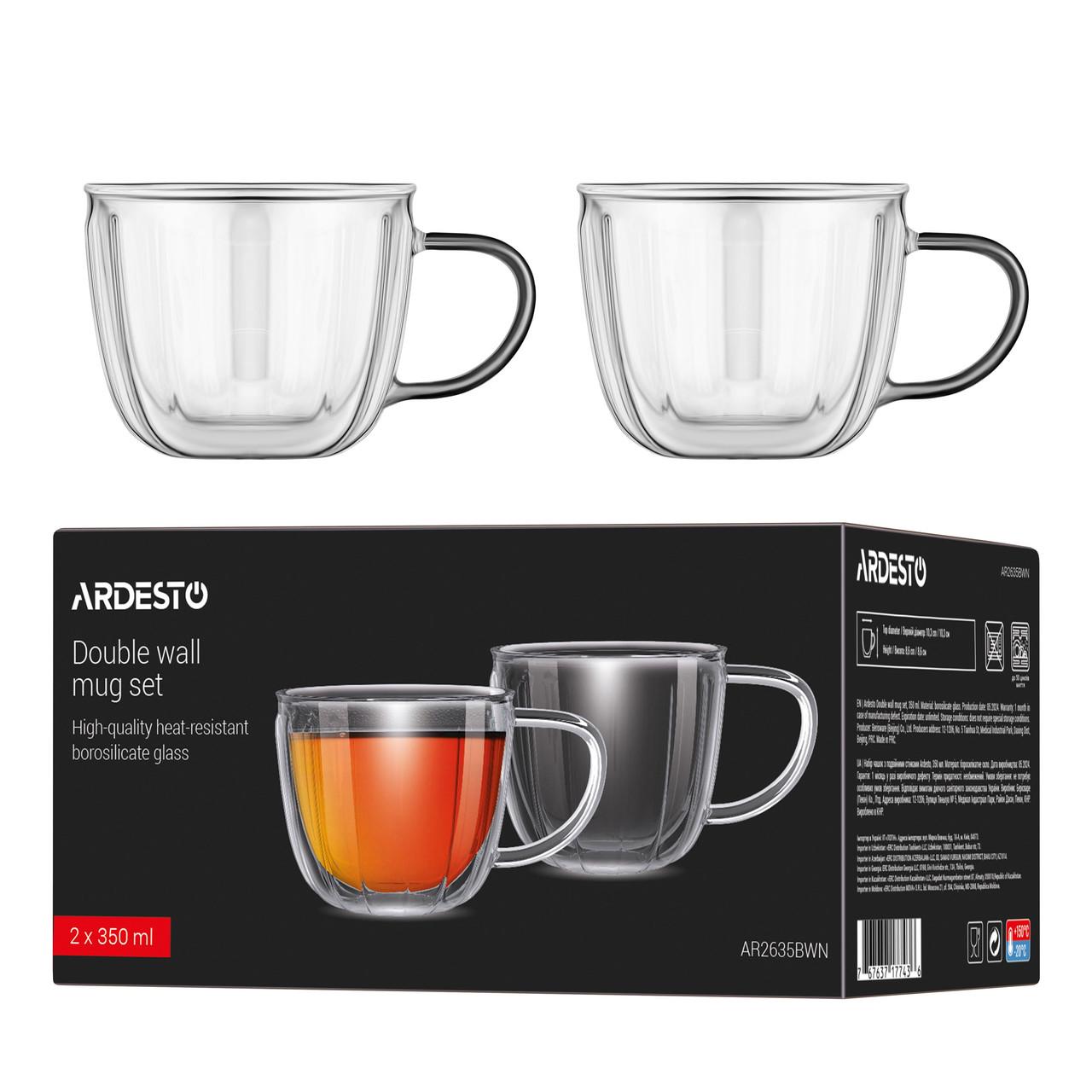 Набор чашек с двойным дном Ardesto стекло 350 мл 2 шт. (iz16149) - фото 2 Набор чашек с двойным дном Ardesto стекло 350 мл 2 шт. (iz16149) - фото 2