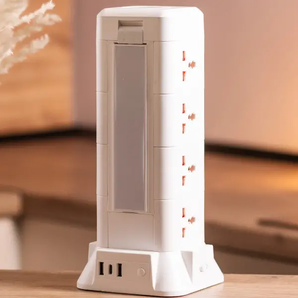 Фильтр-удлинитель сетевой TOWER 12 розеток LED-лампа 3USB+1PD 2,8 м Белый (HP-5-9MF) - фото 7