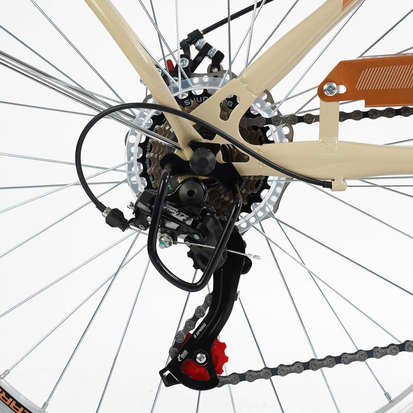 Велосипед міський Corso Polaris з кошиком та багажником рама 16,5"/26" Бежевий - фото 6