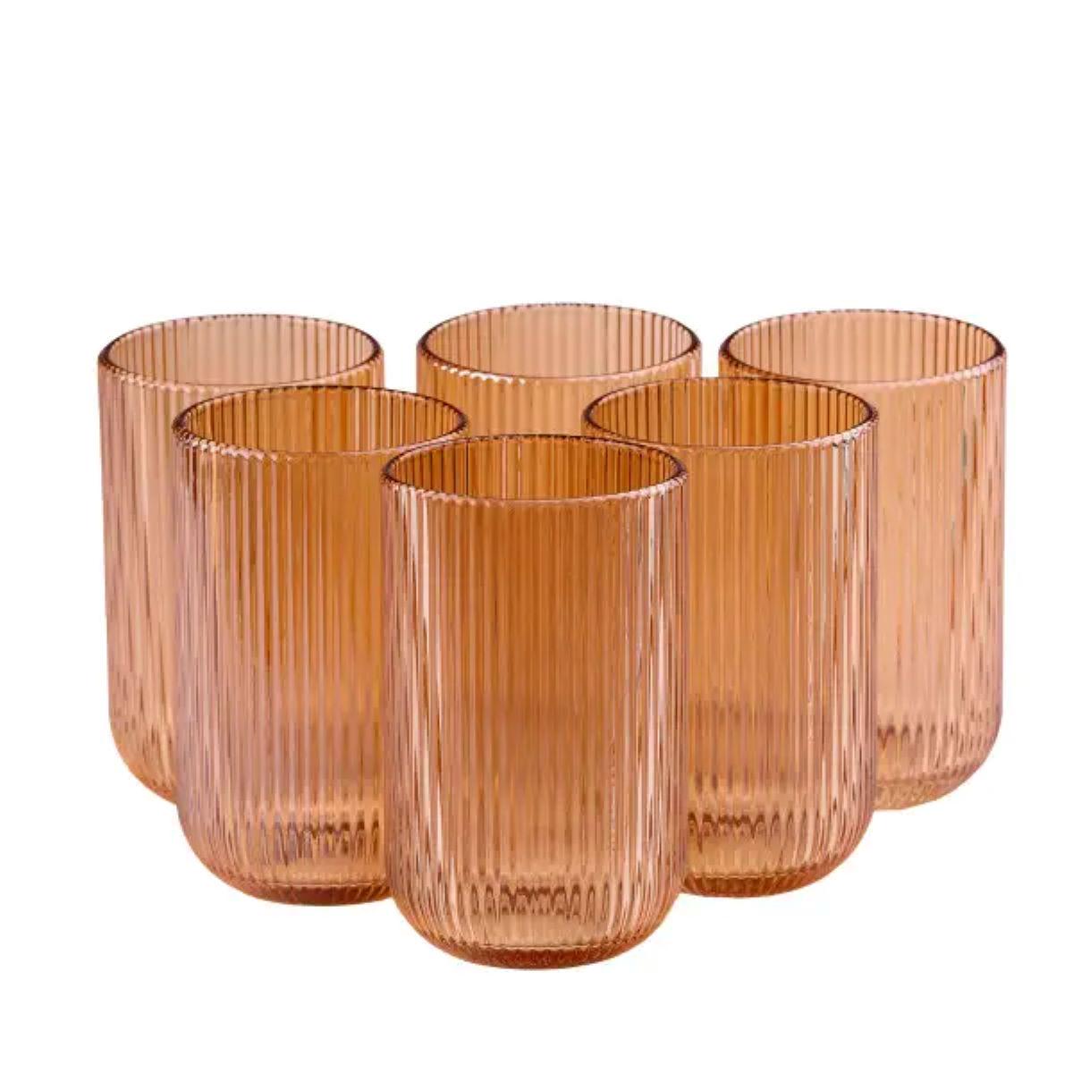 Набор стаканов стеклянных 400 мл 6 шт. Янтарный (3234) - фото 3