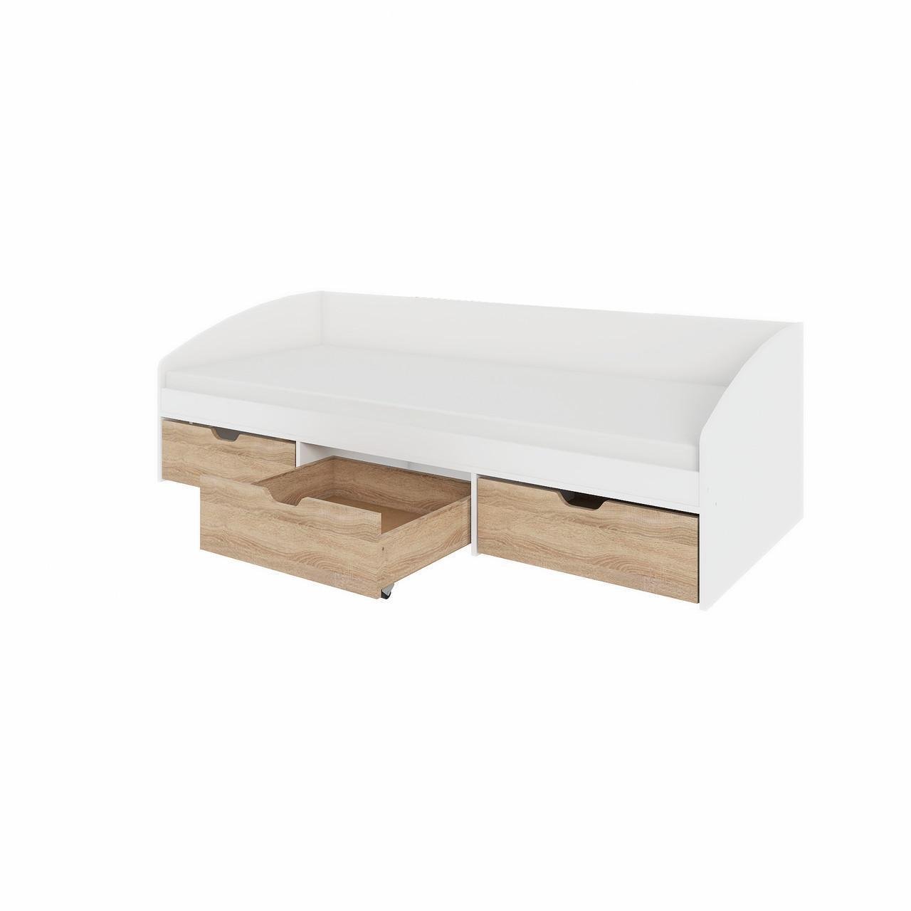 Ліжко з шухлядами Еверест Комфорт-3 суцільний щит 80x190 см Білий/Дуб сонома (ЕВ20705) Ліжко з шухлядами Еверест Комфорт-3 суцільний щит 80x190 см Білий/Дуб сонома (ЕВ20705)