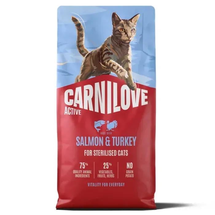 Корм сухий Carnilove Active Salmon & Turkey Sterilised для стерилізованих кішок лосось та індичка 6 кг (м)