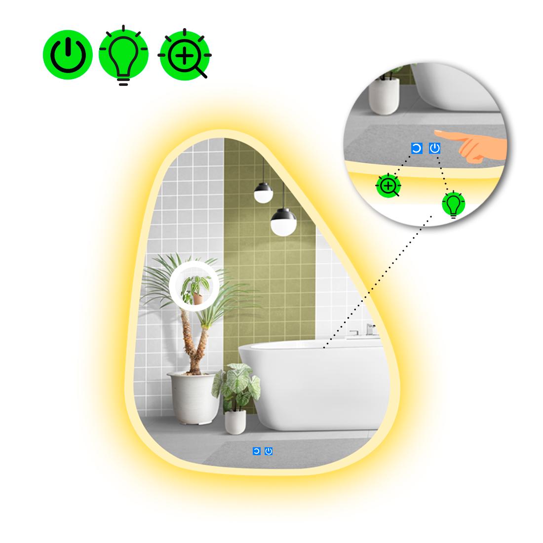 Зеркало с LED подсветкой Doccia 3 с двумя сенсорами 80x64 см (8737083)