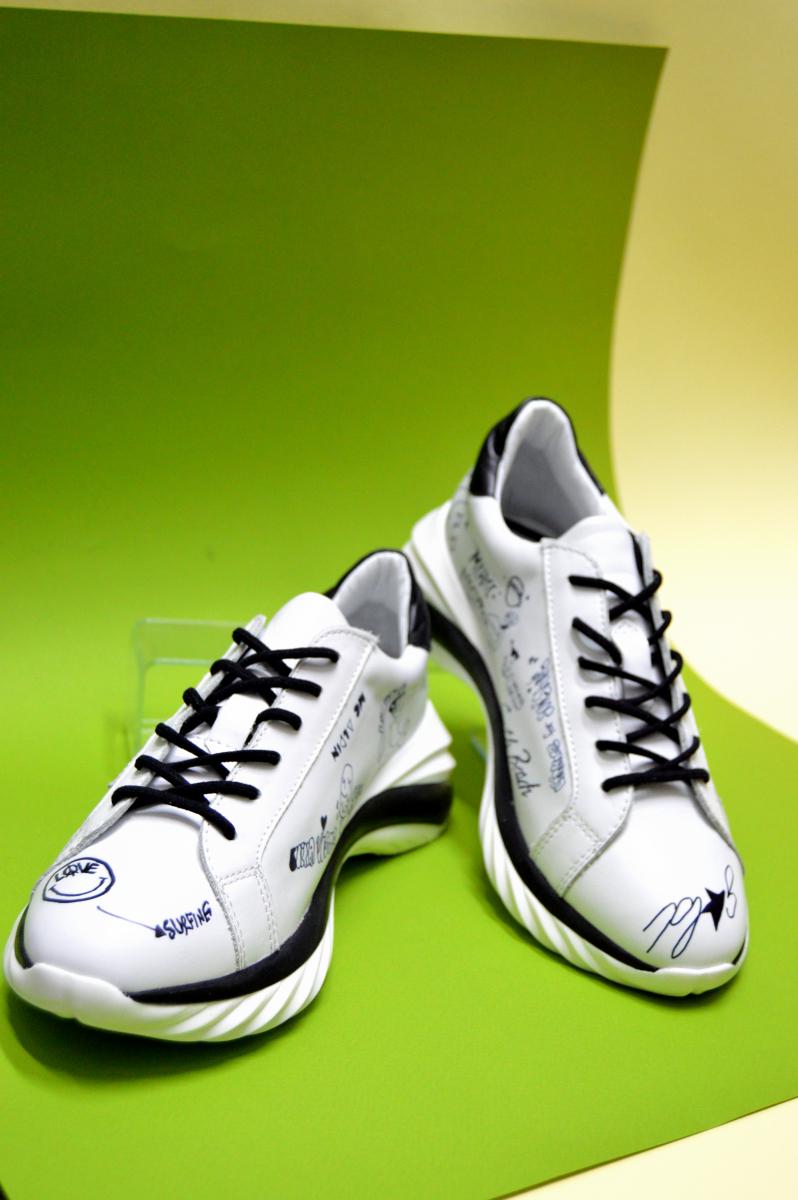 Кросівки жіночі Magza шкіряні з принтом р. 40 Білий/Чорний (94100300140) - фото 2 Кросівки жіночі Magza шкіряні з принтом р. 40 Білий/Чорний (94100300140) - фото 2