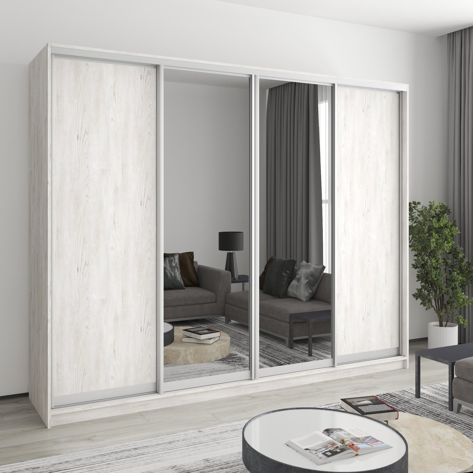 Шкаф-купе четырехдверный MebelStar Комбо AL 2 ДСП/2 зеркала 260x60x210 см Аляска серый (MBS-12463) Шкаф-купе четырехдверный MebelStar Комбо AL 2 ДСП/2 зеркала 260x60x210 см Аляска серый (MBS-12463)