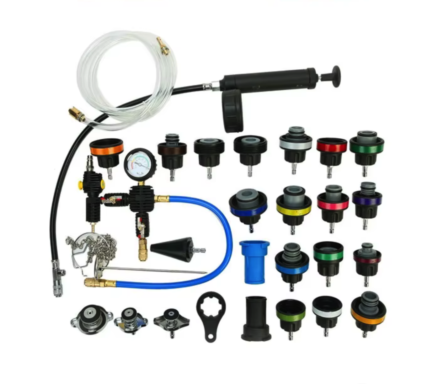 Набор для тестирования герметичности системы охлаждения 28 REWOLT (T3072) - фото 2 Набор для тестирования герметичности системы охлаждения 28 REWOLT (T3072) - фото 2