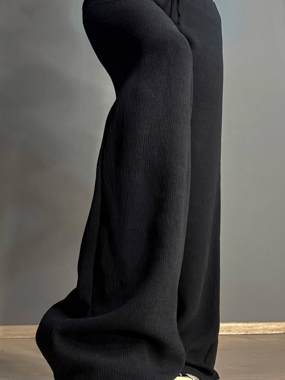 Брюки женские CLEW 0712 жатка палаццо на резинке S Черный (4767) - фото 2 Брюки женские CLEW 0712 жатка палаццо на резинке S Черный (4767) - фото 2