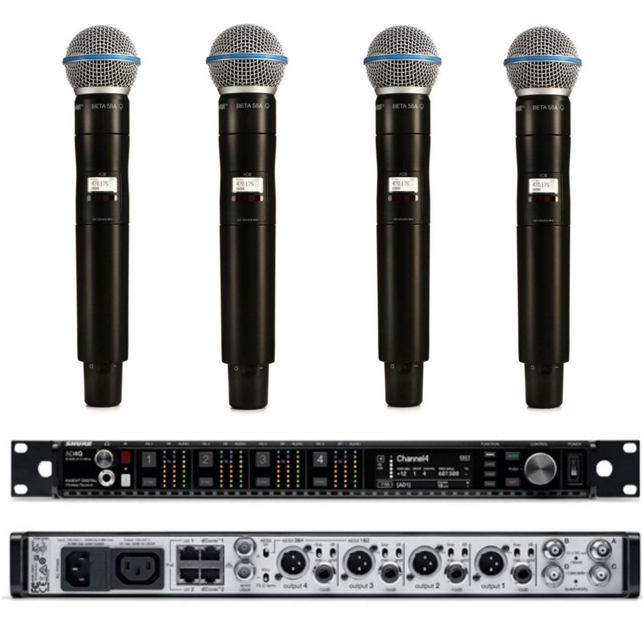 Радіосистема на 4 ручних мікрофони SHURE AD4Q бездротова (0126) - фото 2 Радіосистема на 4 ручних мікрофони SHURE AD4Q бездротова (0126) - фото 2