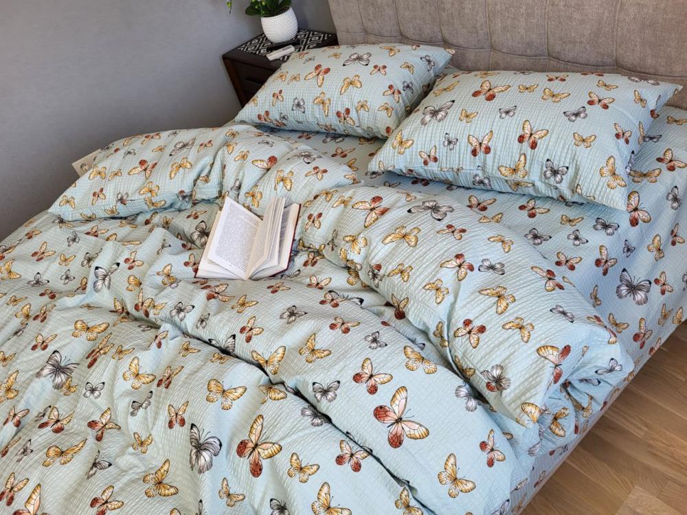 Комплект постільної білизни Gofre Політ полуторний Блакитний