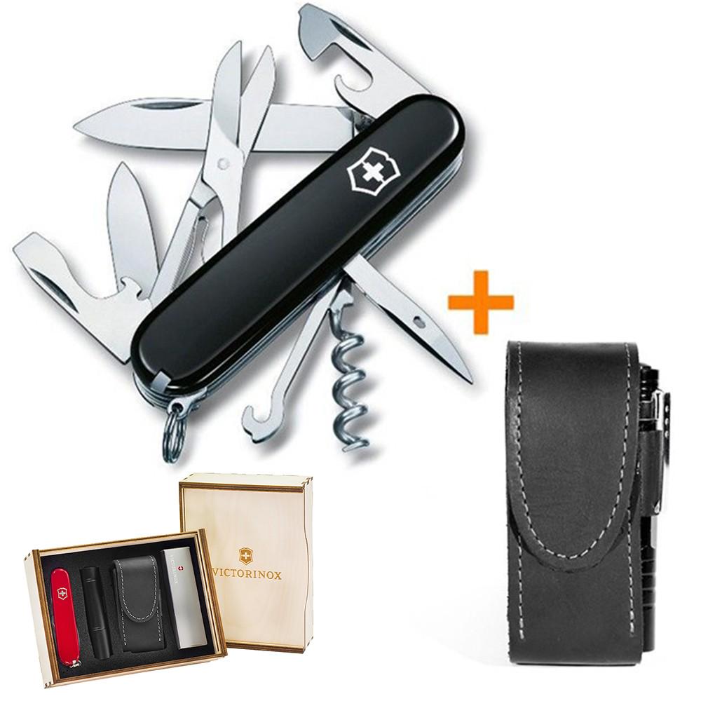 Комплект нож Victorinox Climber Black 1.3703.3/чехол с фонариком - фото 18