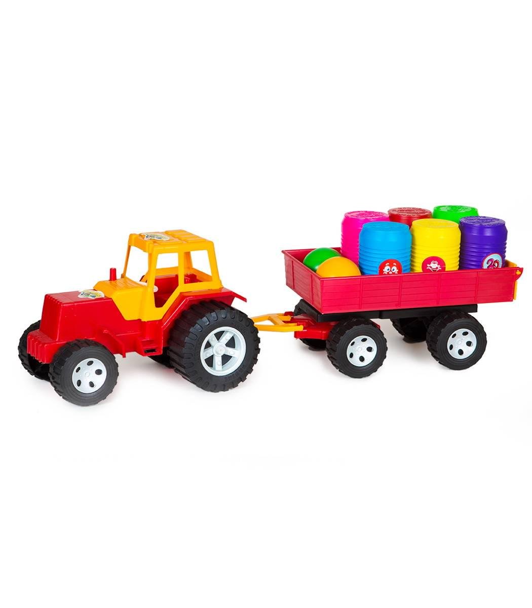 Игрушечный трактор с прицепом и бочками Bamsic 007/5 (42750) Игрушечный трактор с прицепом и бочками Bamsic 007/5 (42750)