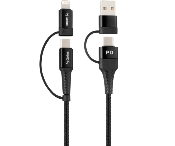 Кабель Data Gelius Pro Unimog 2 GP-UC106 4в1 USB-A/Type to Type-C/Lightning Black