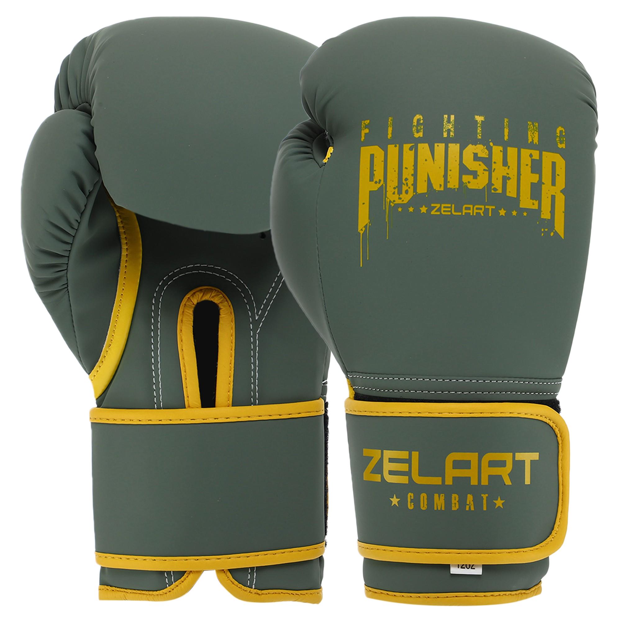 Перчатки боксерские Zelart PUNISHER BO-7553 PU 10 oz Оливковый (BO-7553_Оливковый_10_унции)