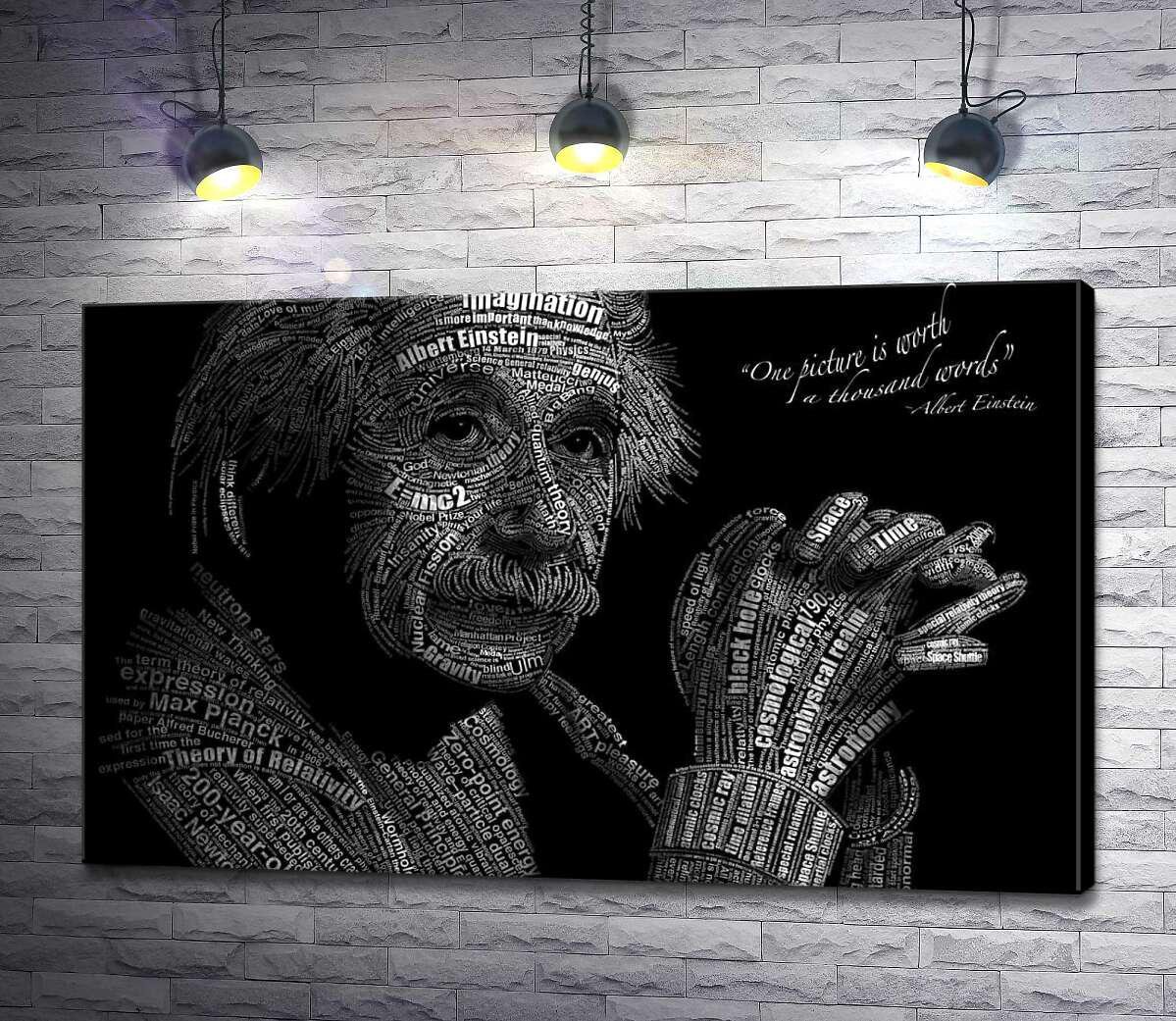 Картина ArtPoster Портрет Альберта Эйнштейна (Albert Einstein) из сотни научных терминов 50x31 см Модуль №1 (000841)