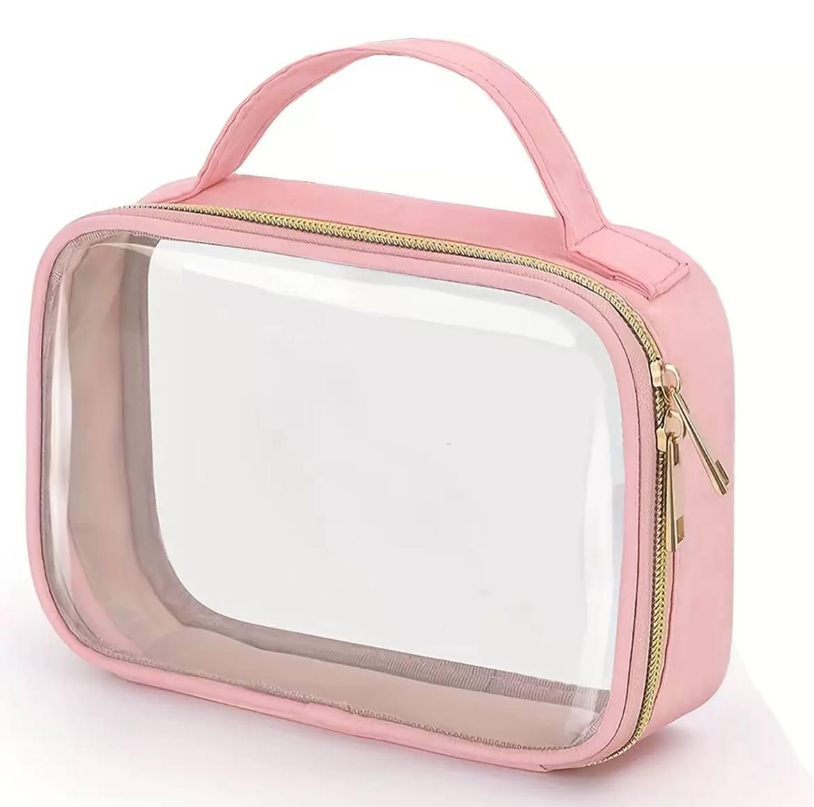 Косметичка прозрачная из ткани 21х15х5 см Розовый Косметичка прозрачная из ткани 21х15х5 см Розовый