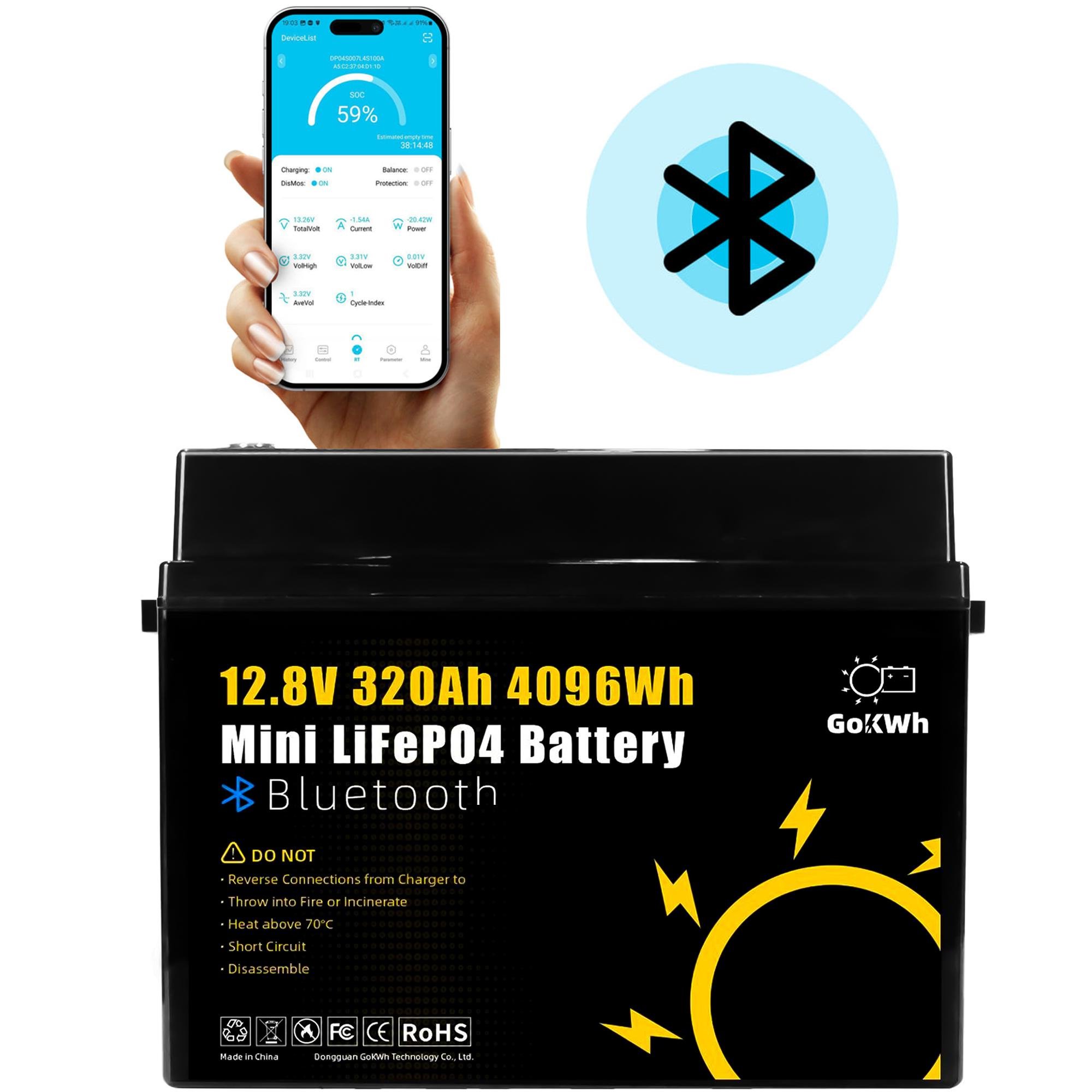 Акумулятор літій-залізо-фосфатний LiFePo4 GoKWh 12,8V 320Ah для дому c Bluetooth 5.0 (AB2-BMS-2) - фото 2