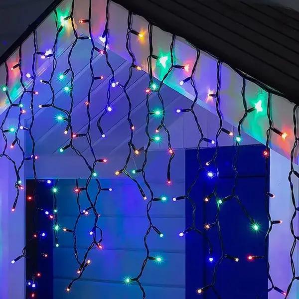 Гирлянда бахрома уличная 240 LED 10 м Черный провод/Разноцветный (35654)