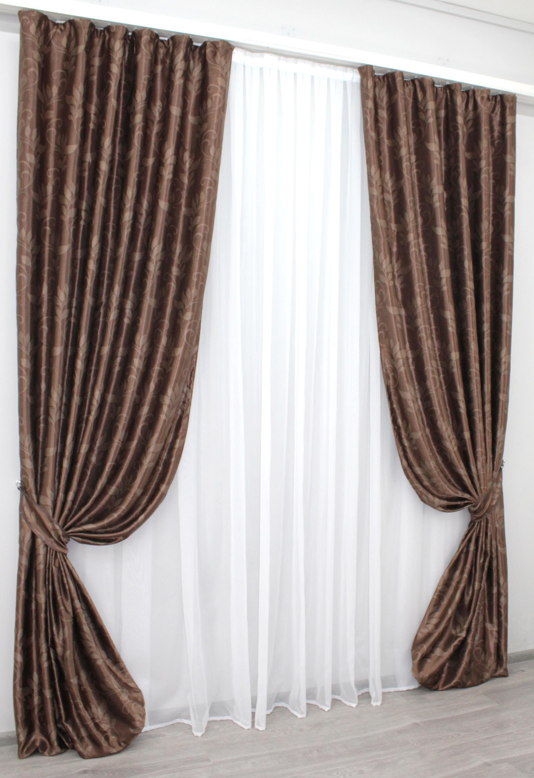 Комплект штор VR-Textil № 936ш блэкаут 150х280 см 2 шт. Коричневый (30-743)
