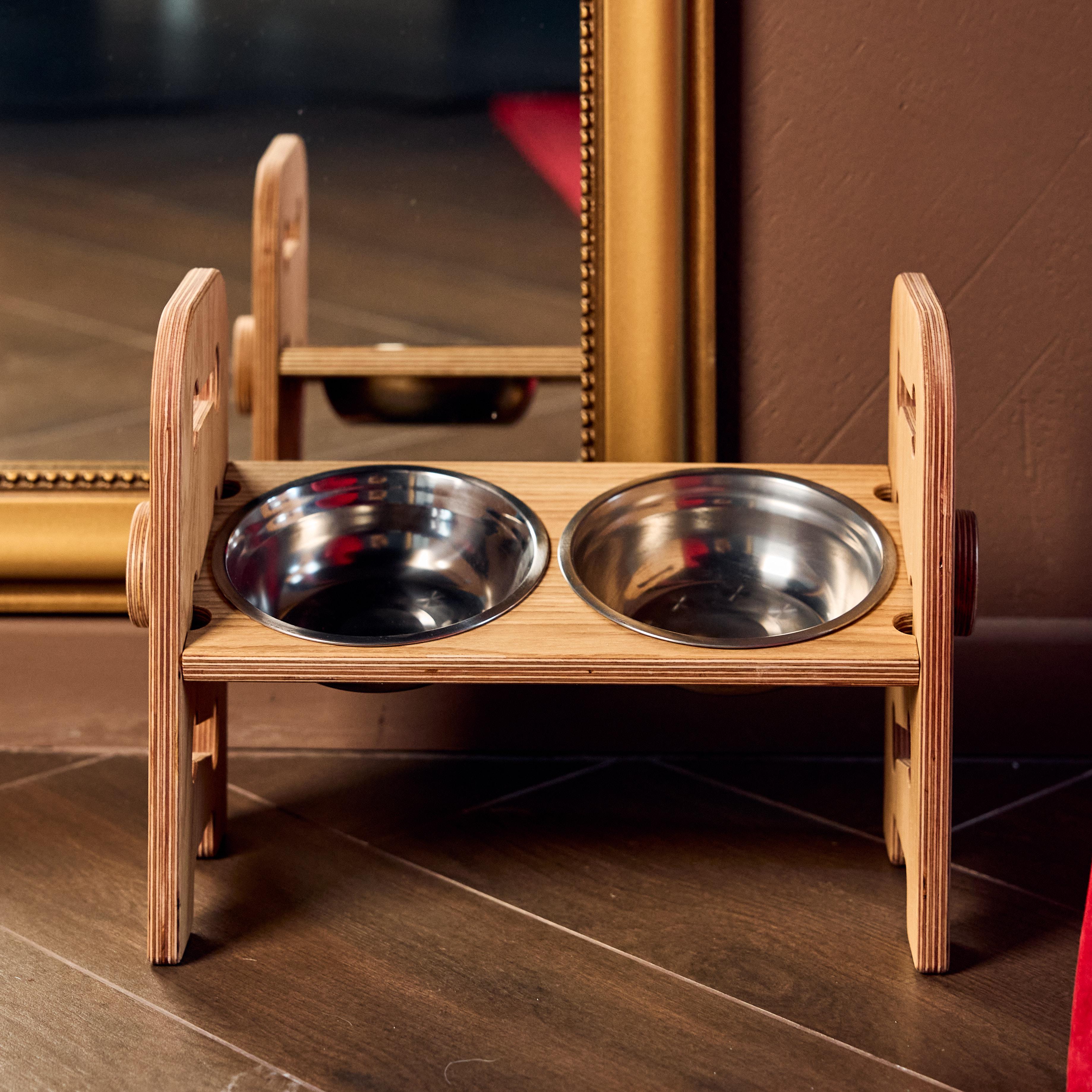 Миска на подставке для кота собаки OrganicSchef из нержавеющей стали двойная Flex 30х39х18 см 0,6/0,6 л Натуральный (811622222222) - фото 3 Миска на подставке для кота собаки OrganicSchef из нержавеющей стали двойная Flex 30х39х18 см 0,6/0,6 л Натуральный (811622222222) - фото 3