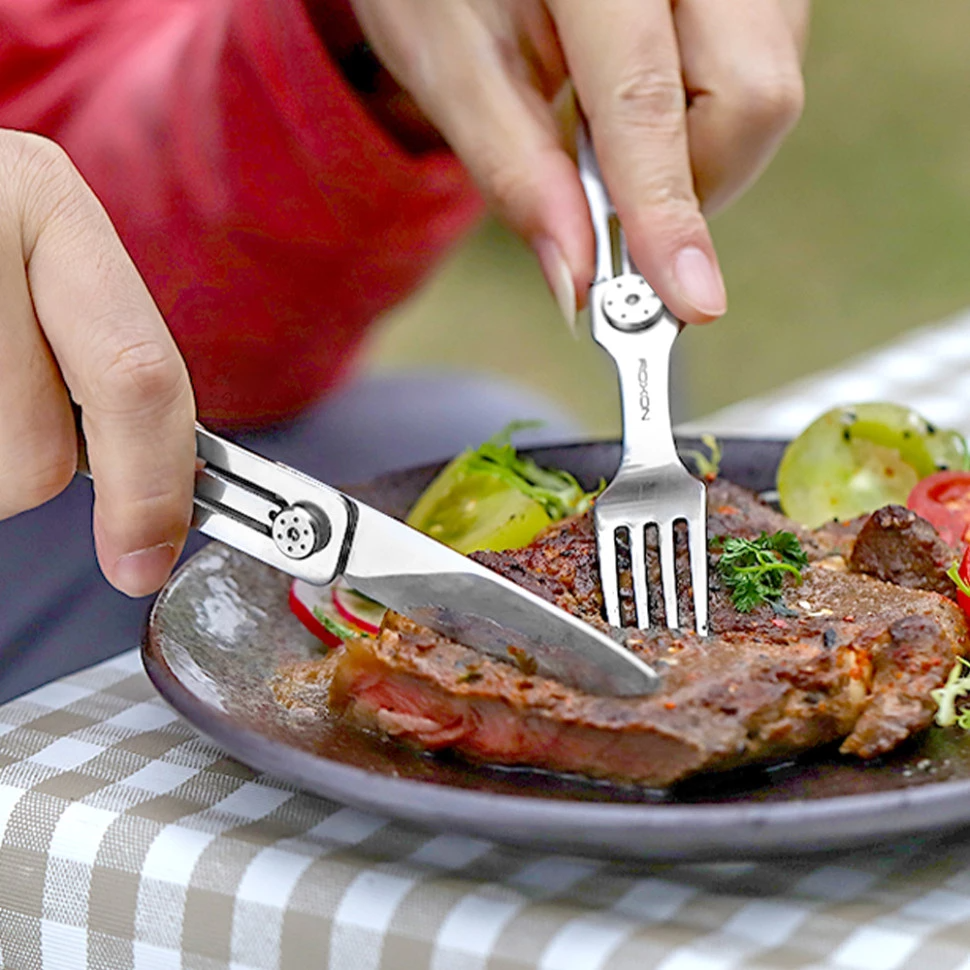 Набір столових приборів Roxon C1S 3в1 складані ложк та вилка з нержавіючої сталі (0010471) - фото 4