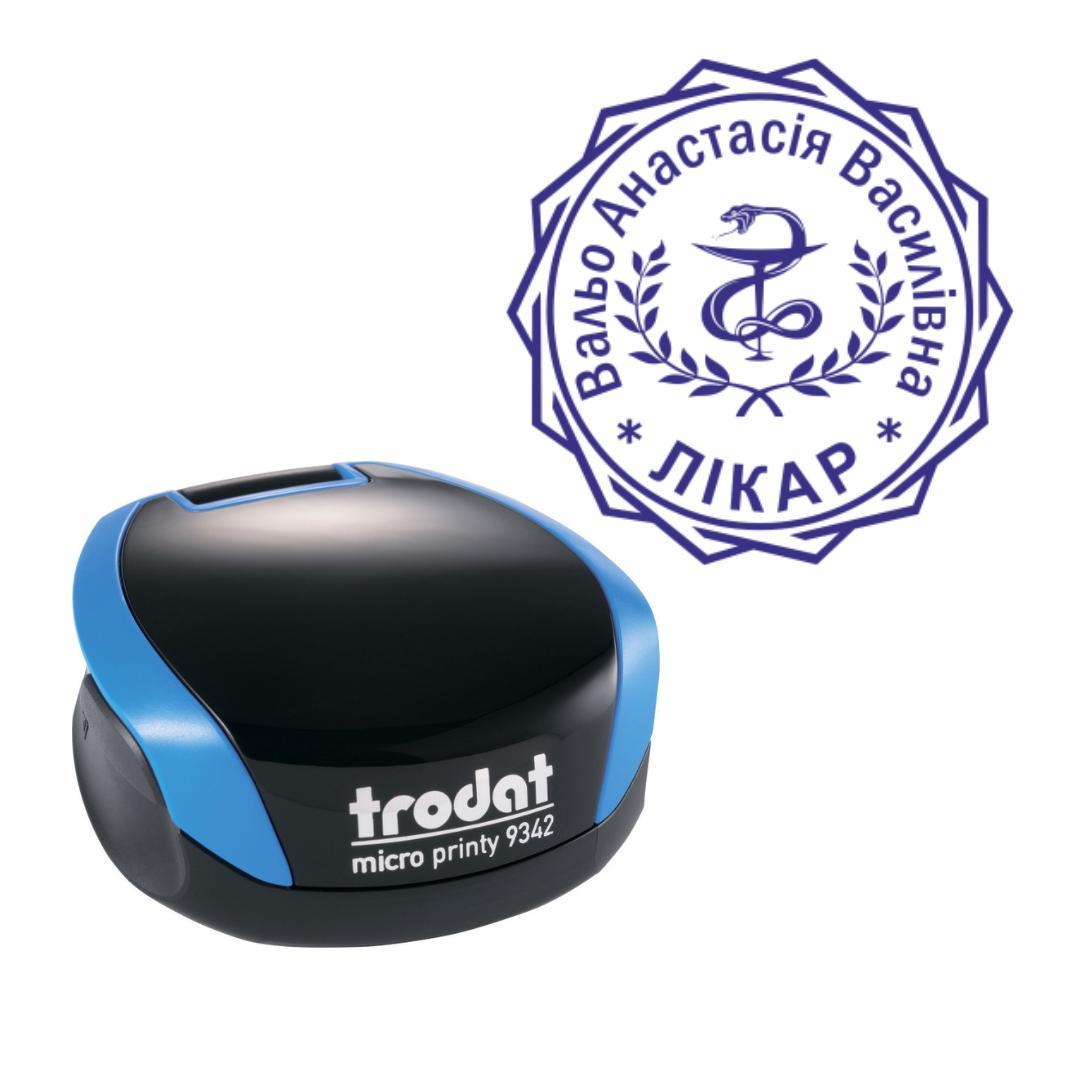 Печатка Лікаря на кишеньковому оснащенні Trodat Micro Printy 9342 d 30 мм Синій (Л22/9342/BL)