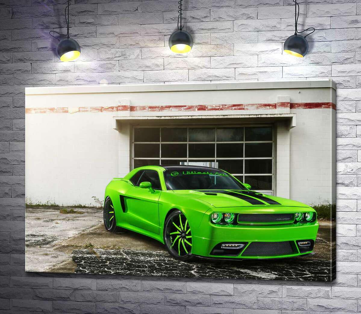 Картина ArtPoster Лаймовой оттенок автомобиля Dodge Challenger STR8 130x87 см Модуль №1 (001223)