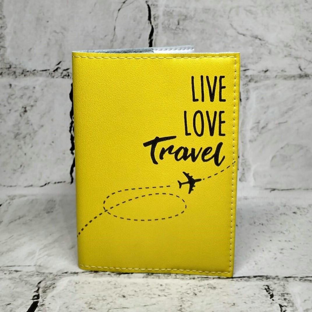 Обложка для паспорта Live love travel из экокожи (011)
