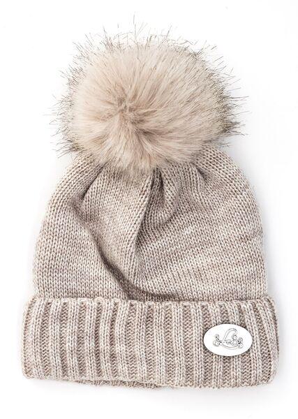 Шапка детская для девочек Люкс D909 флис 50-54 см Бежевый