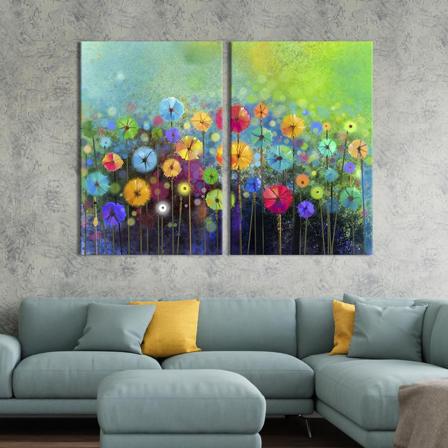 Модульная картина на холсте Диптих Яркие полевые цветы 165x122 см (243-2)