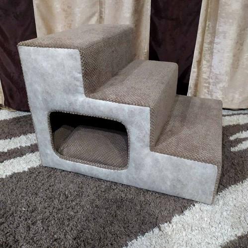 Ступеньки прикроватные для собачек с входом 55х42х42 см Коричневый/Серый (00121)